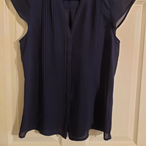 2/$20 Petite Sheer Pleated Cap Sleeve Top - Picture 3 of 12